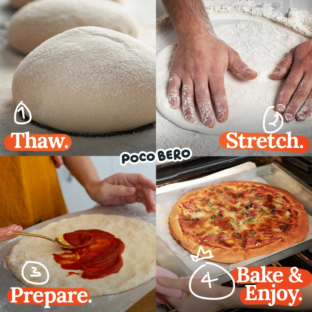 Thaw, stretch, top, and bake Poco Bero dough
